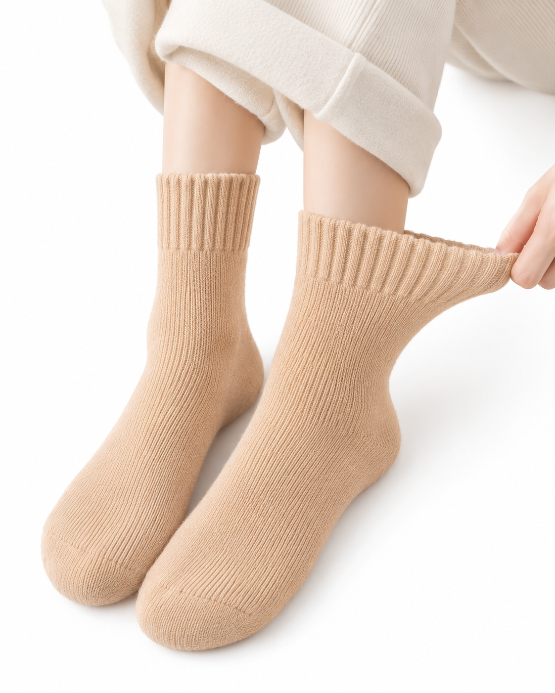 Kuschelsocken beige