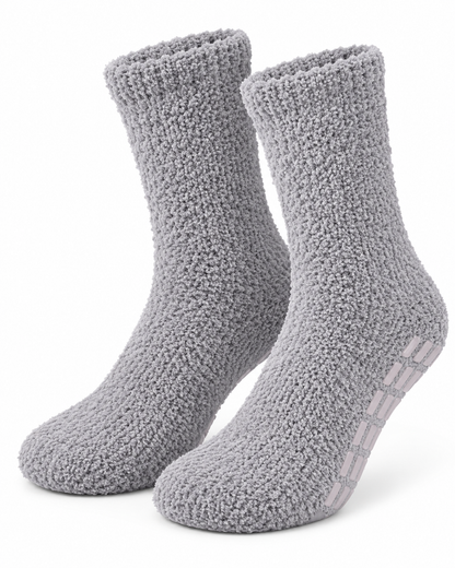 Kuschelsocken rutschfest grau